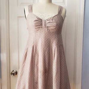 Cottagecore Sweetheart A-Line Beige Cream Ivory Swiss Dot Ruffle Dress Jumper XL